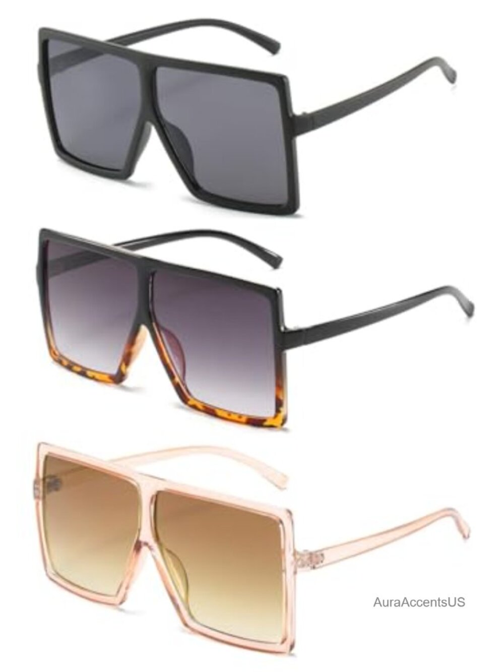 Oversized Square Flat Top Sunglasses UV Protection Fashion Shades